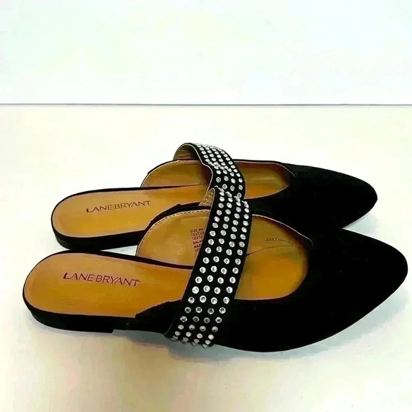Lane Bryant Embellished Slip On Mule Size 8W Black NWT - Picture 1 of 5